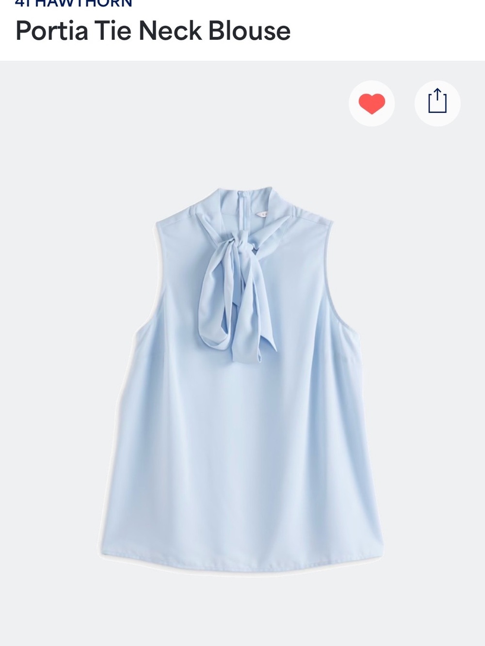 41 Hawthorn Light Blue Tie-Neck Sleeveless Blouse
